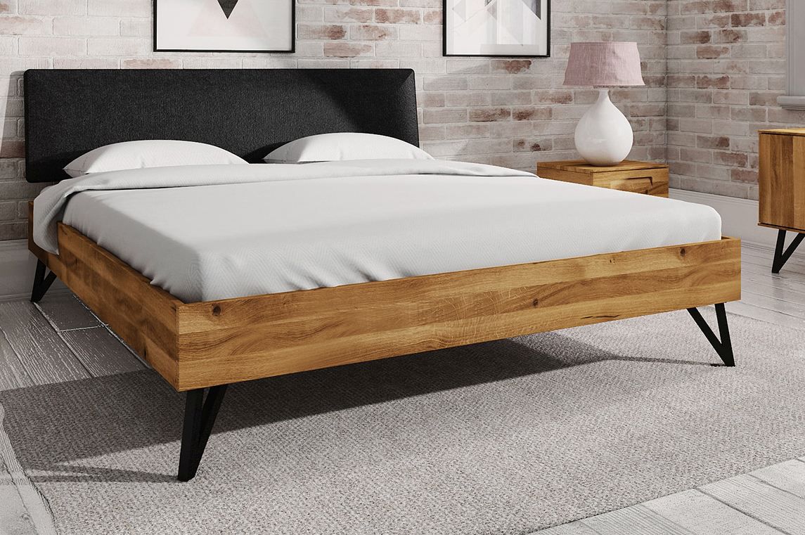 Double bed Masterton 01 solid oiled wild oak - Lying surface: 180 x 200 cm (W x L)