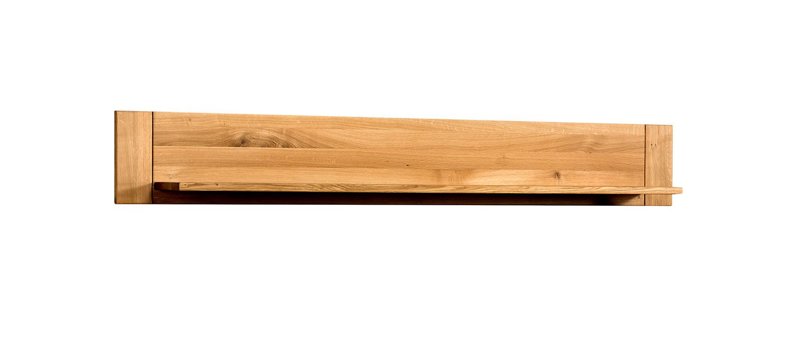 Simple hanging shelf / wall shelf Balsa 13, simple design, oiled and waxed, natural, semi-solid oak, 25 x 175 x 27 cm, with brushed surface