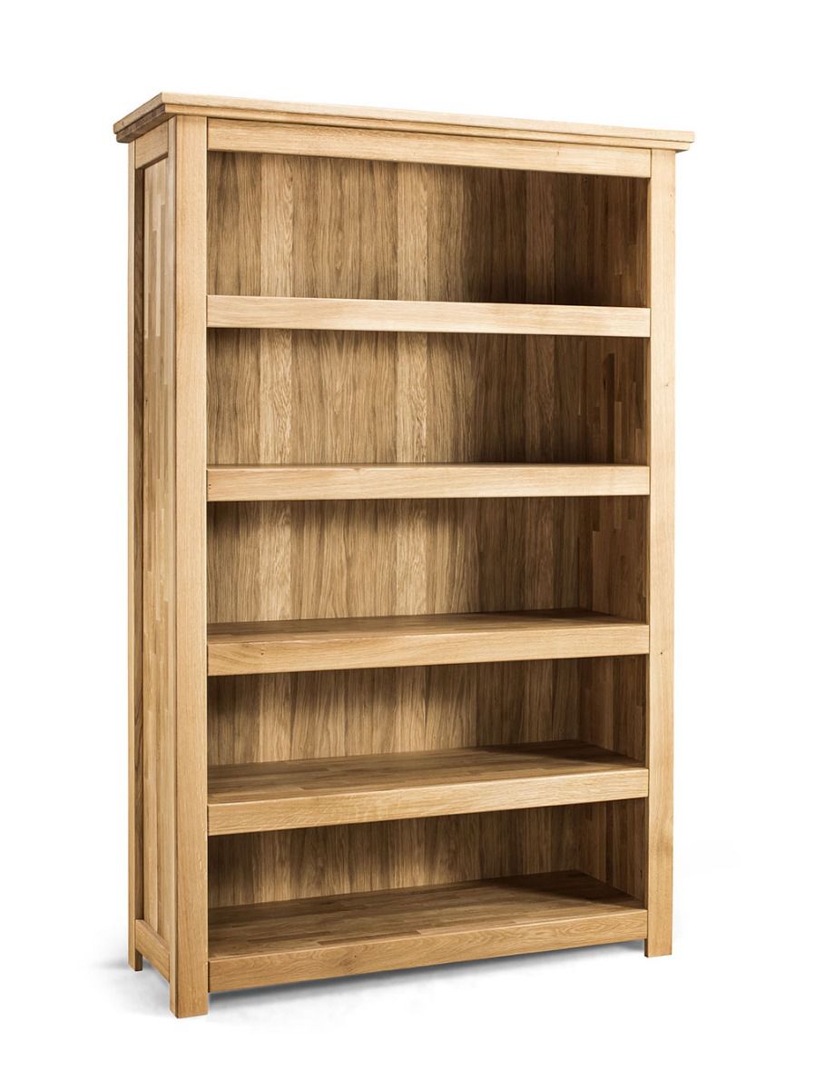 Solid bookcase / shelf made of oak Floresta 15, high-quality workmanship, natural, oiled, 204 x 133 x 48 cm, natural grain 