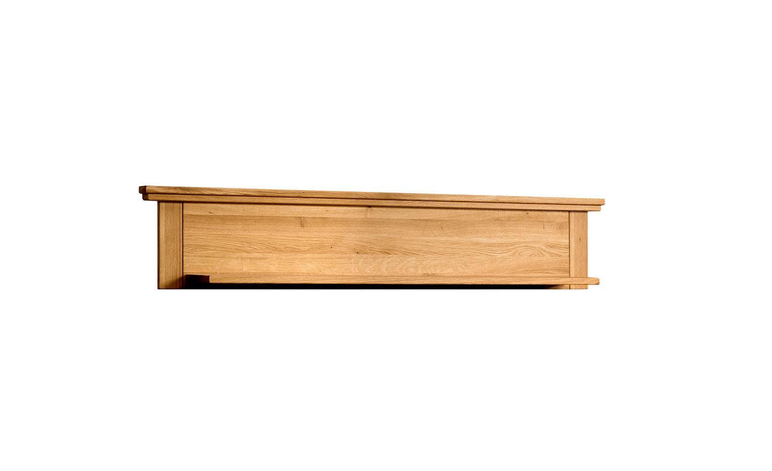 Hanging shelf / wall shelf with one shelf Floresta 20, natural, waxed / oiled / brushed, solid oak, with lively grain, 29 x 142 x 24 cm, modern and simple design