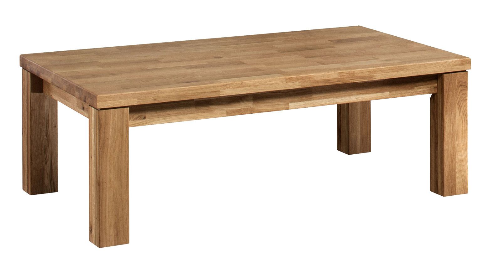 Coffee table made of solid oak wood Floresta 02, with grain, natural, oiled / waxed, 120 x 75 x 44 cm, for living room, modern and simple design