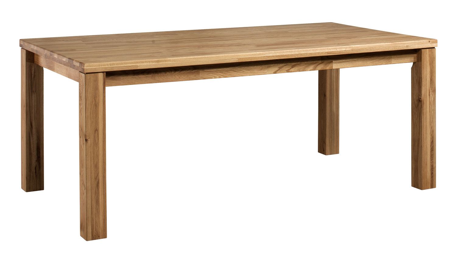 Semi-solid dining table Floresta 23, natural, oiled / waxed, oak, modern and simple design, 160 x 90 cm, robust and durable, brushed surface 