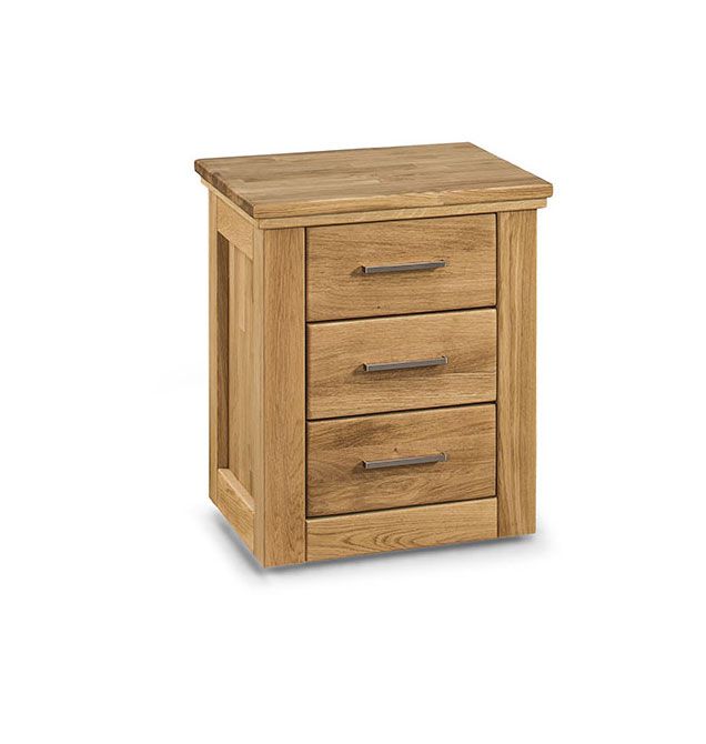 Robust mobile pedestal in solid oak Floresta 19, natural, natural grain, waxed / oiled, 62 x 52 x 45 cm, with three spacious drawers