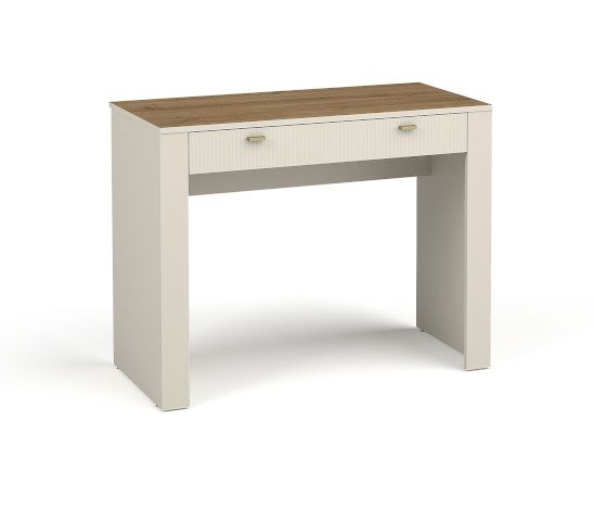 Modern desk with simple design Barbe 30, handles: gold, color: cashmere, dimensions: 79 x 102 x 50 cm, ABS edge protection, with one drawer, practical and stylish at the same time