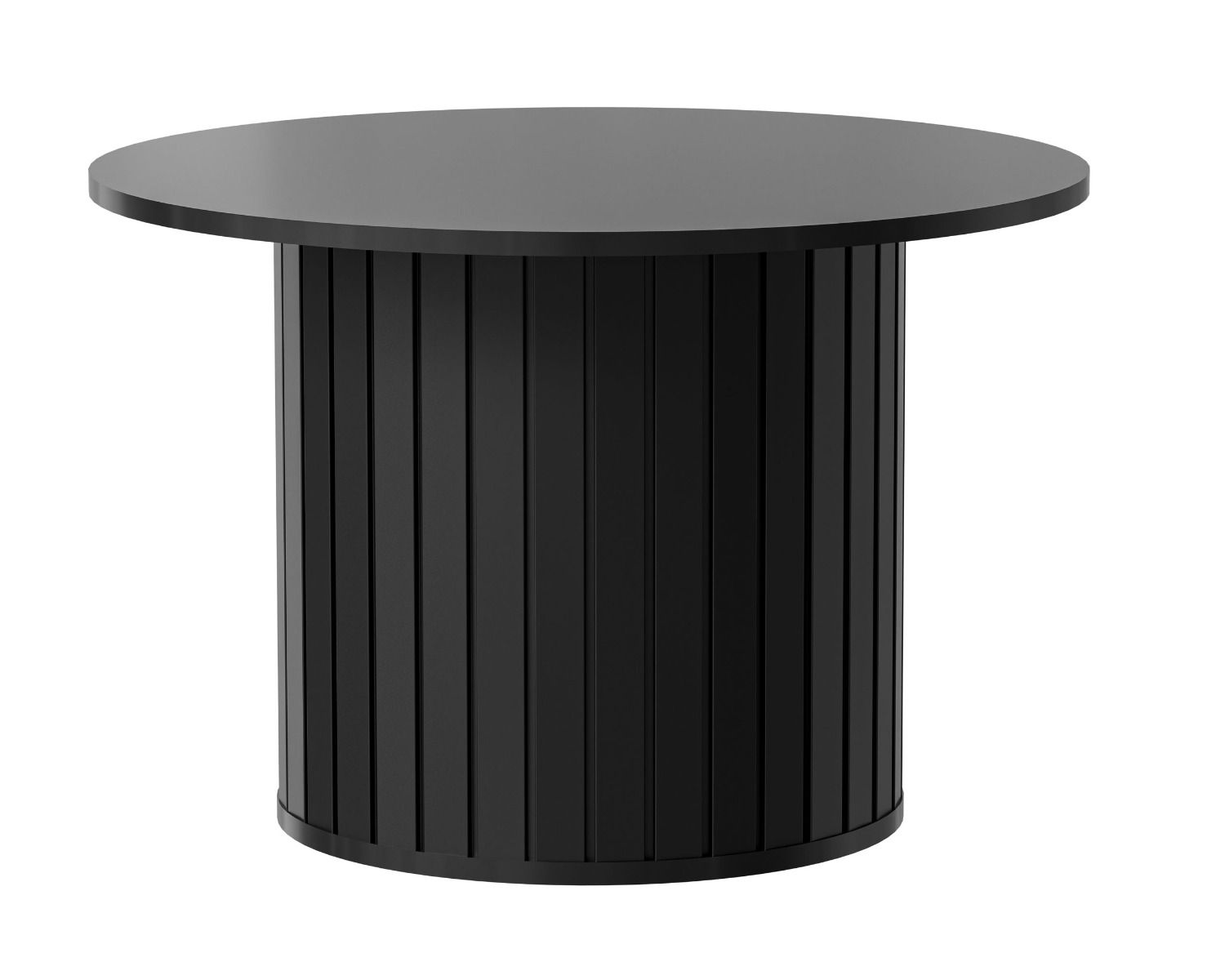 Side table / coffee table Annelin 15 round, in black, with stylish decorative strips, 70 x 70 cm, can also be used as a coffee table or bedside table