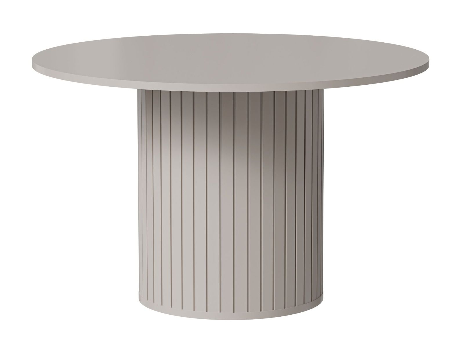 Annelin 08 dining table in the color cashmere, 120 x 120 cm, round table, for dining room, decorated with chic decorative strips / slats, dining table