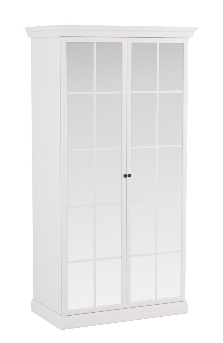 Closet Torsakala 06 with 200 x 102 x 56 cm, 2 shelves, 2 elegant glass doors, 3 practical compartments, 1 clothes rail, white opal, ABS