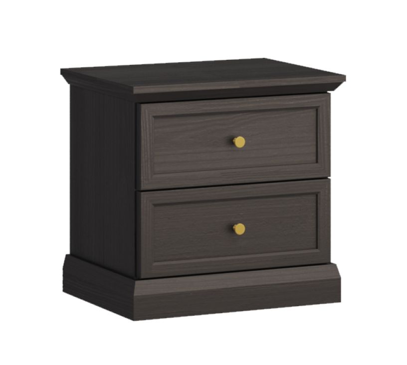 Torsakala 22 bedside cabinet in black graphite for bedroom, 51 x 52 x 40 cm, 2 functional drawers, sufficient storage space, metal handles, ABS