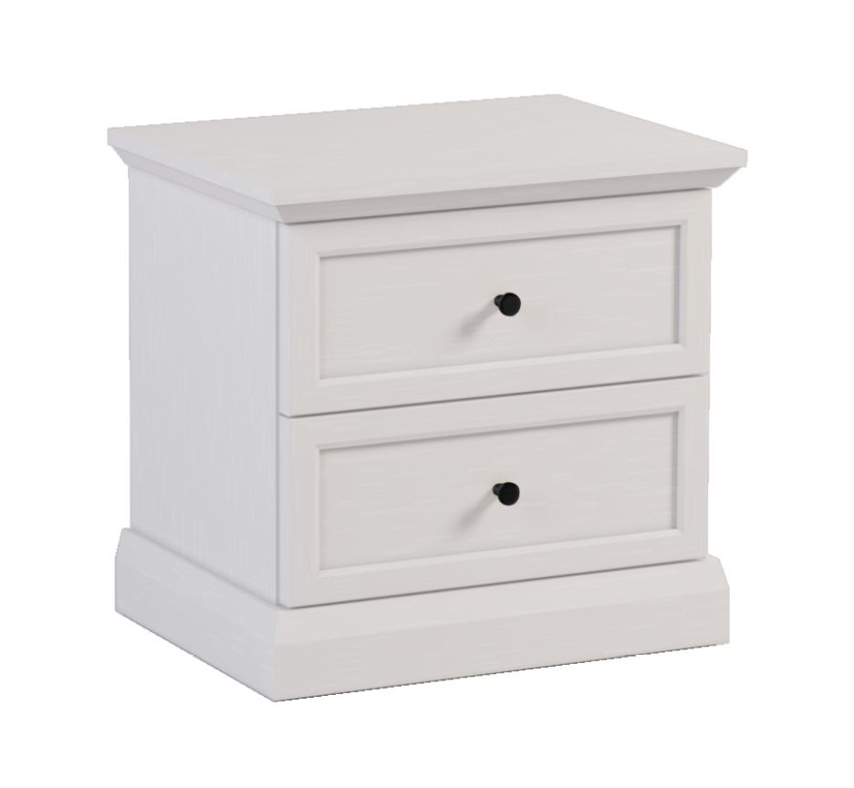 Small bedside cabinet Torsakala 10 for your bedroom, with 2 functional drawers for your belongings, 51 x 52 x 40 cm, white opal, ABS edge protection