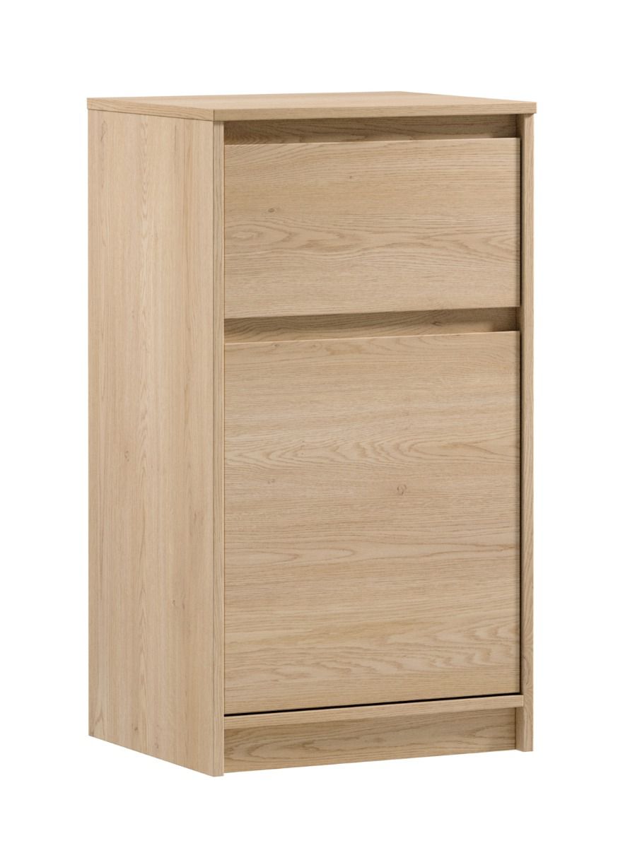 Gracilius 01 low chest of drawers in Cremona oak, 87 x 47 x 40 cm, with 1 drawer, handle strips, 2 compartments, 1 shelf, 1 door, ABS edge protection