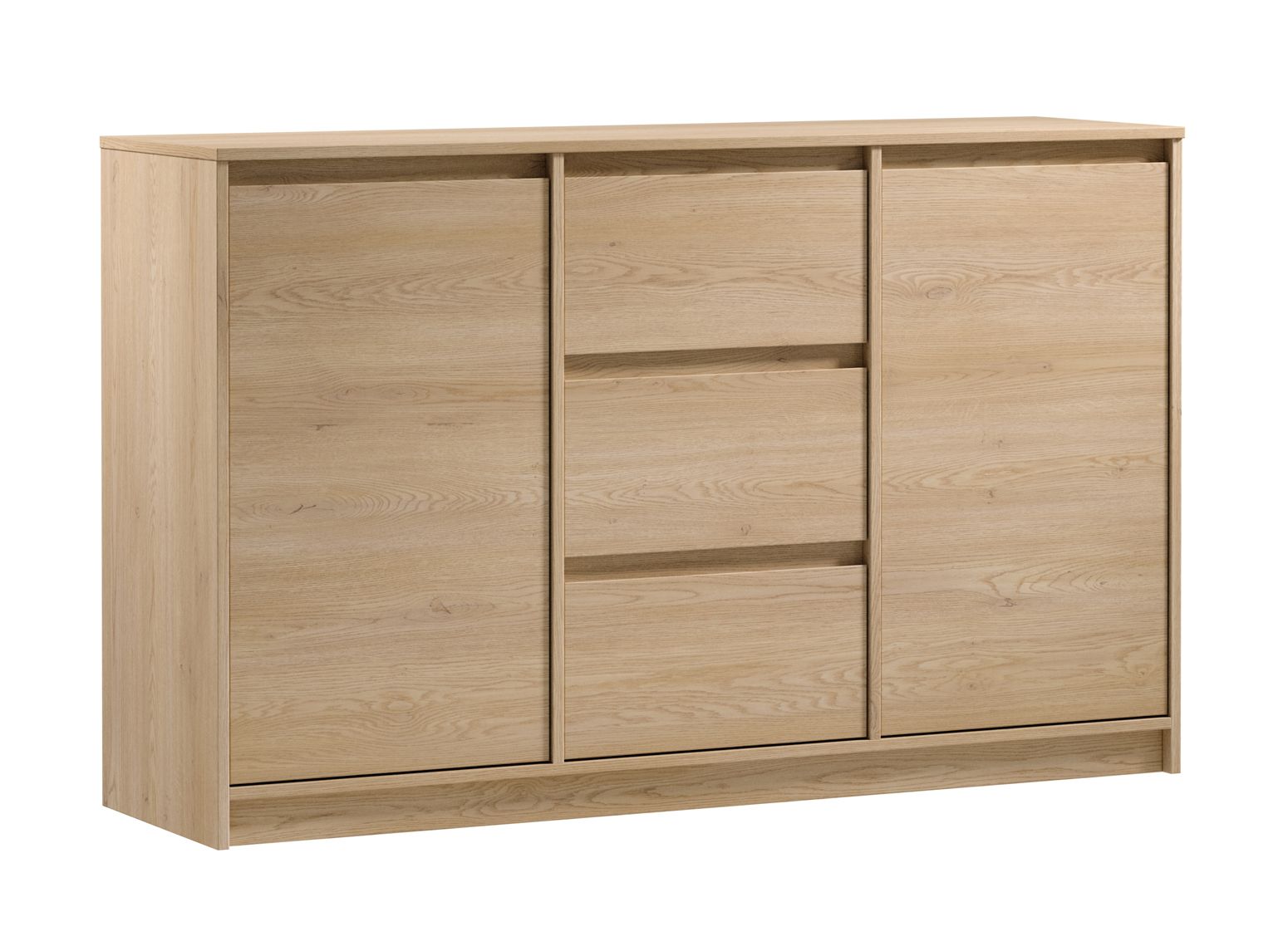 Spacious chest of drawers Gracilius 02 with 3 drawers, 87 x 138 x 40 cm, Cremona oak, 3 drawers, ABS, 4 compartments, 2 shelves, 2 doors, ABS edge protection