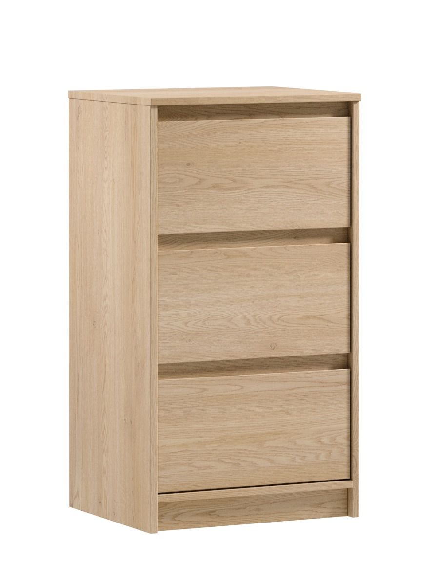 Slim Gracilius 05 chest of drawers with user-friendly handles, 87 x 47 x 40 cm, Cremona oak, with 3 functional drawers, ABS edge protection