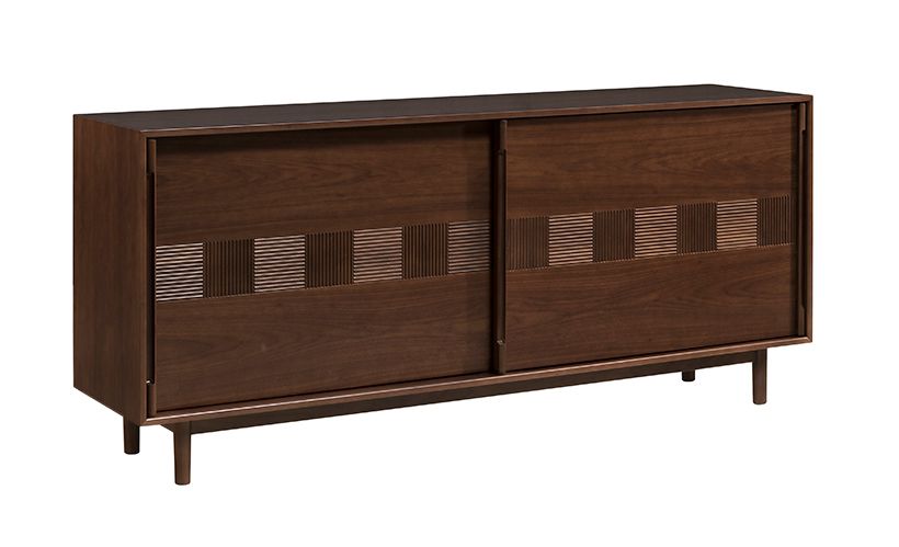 Inginele 01 chest of drawers / sideboard in walnut, with 4 practical drawers, 81 x 183 x 48 cm, 6 compartments, 3 shelves, 2 sliding doors with soft-closing mechanism