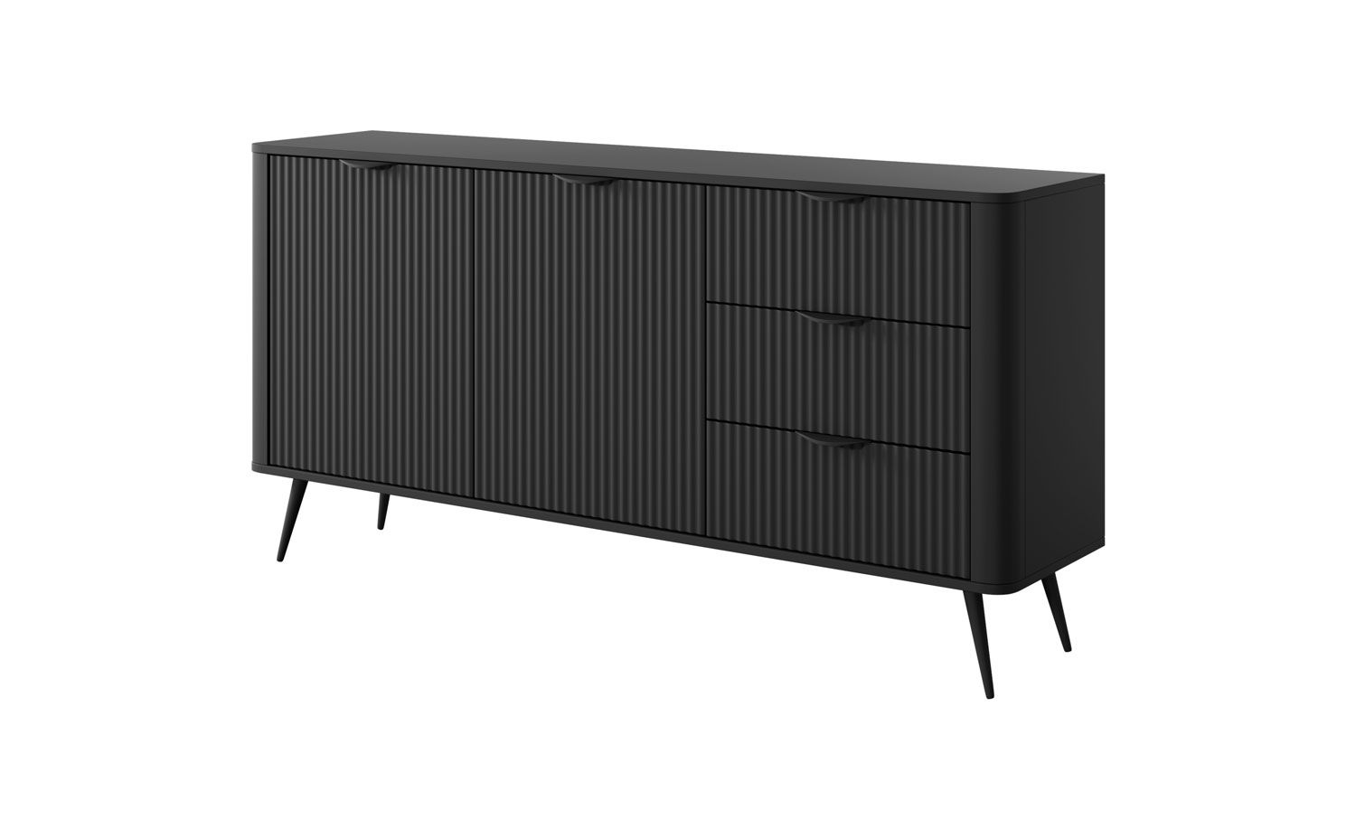 Chest of drawers with three drawers Sloughia 10, color: black, two doors, four compartments, dimensions: 81 x 163 x 38 cm, ABS edge protection, modern and simple design