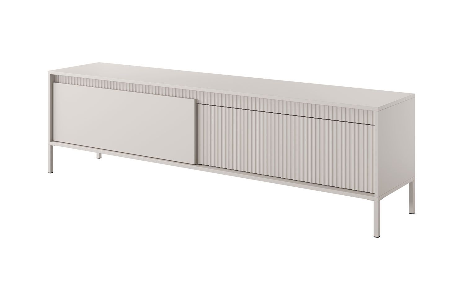 TV cabinet in modern Balta 05 design, color: beige, dimensions: 53 x 187 x 39.5 cm, legs: metal, push-to-open function, ABS edge protection