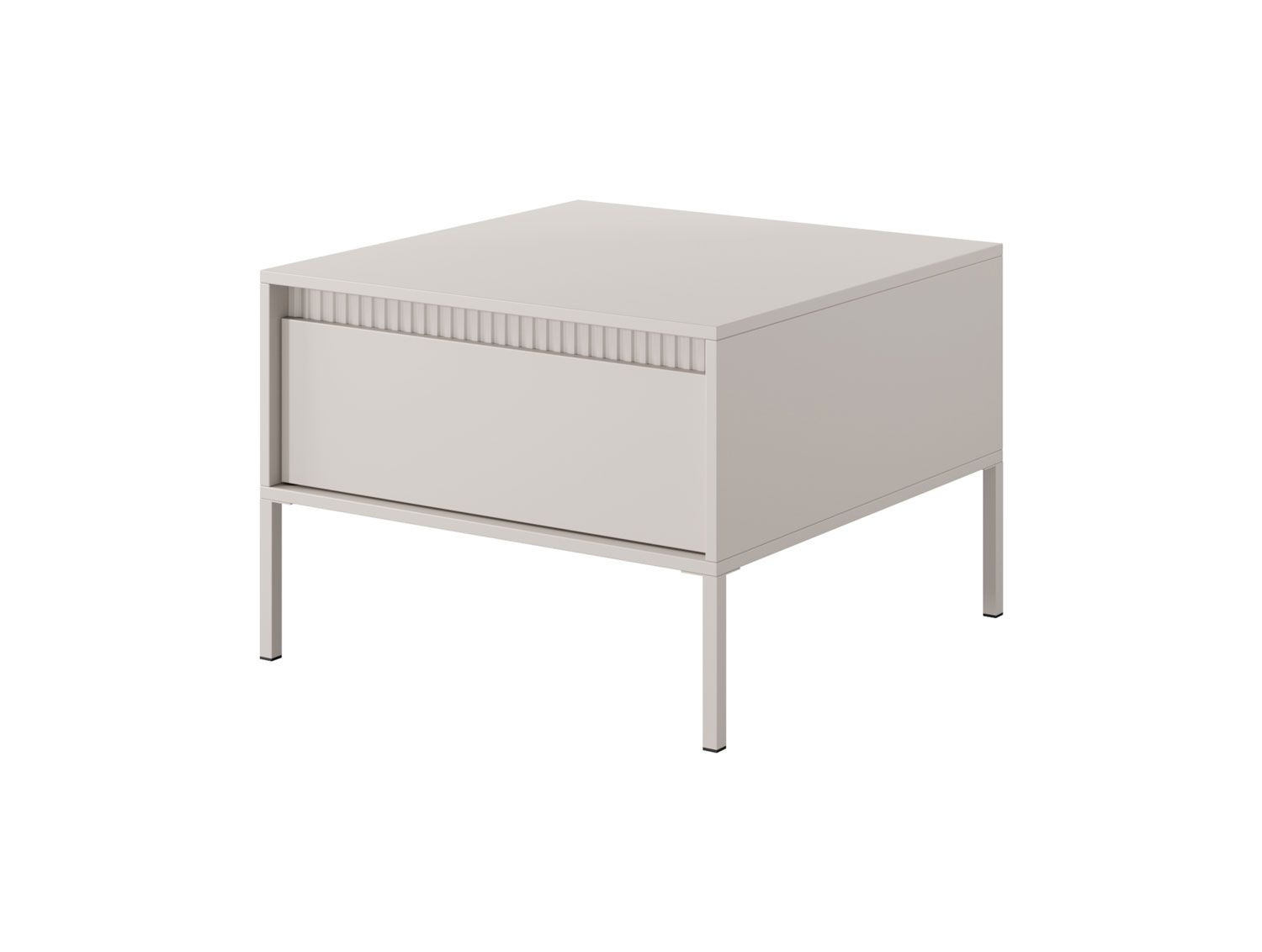 Modern coffee table with one drawer Balta 06, push-to-open function, color: beige, dimensions: 48 x 68 x 68 cm, ABS edge protection