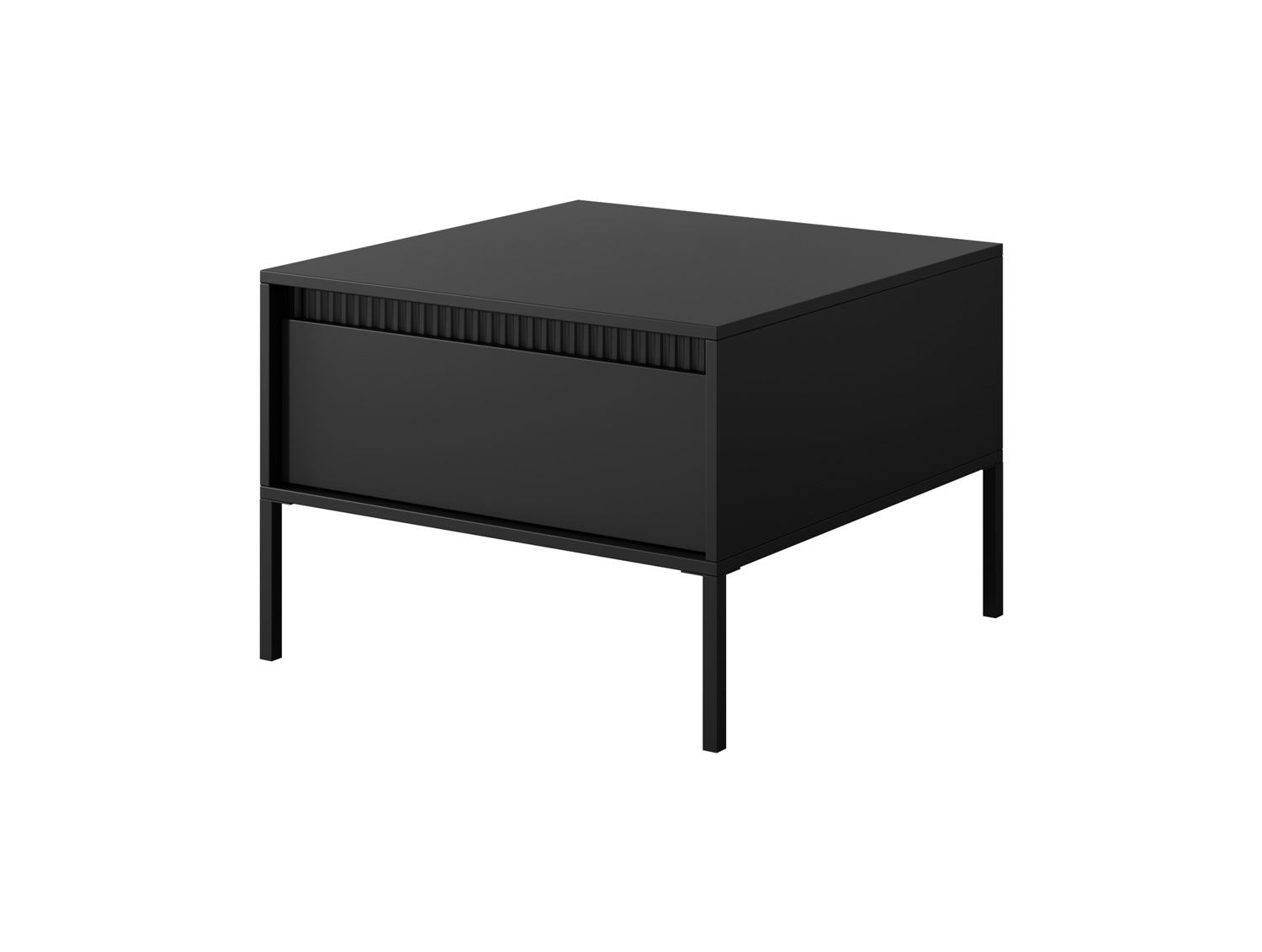 Dark coffee table / coffee table Balta 12, color: black, push-to-open, legs: metal, ABS edge protection, dimensions: 48 x 68 x 68 cm, simple and modern design