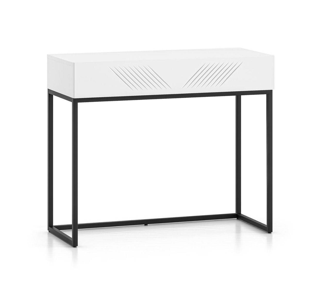 Modern dressing table with soft-close system Taos 21, with push-to-open function, color: white matt, dimensions: 78 x 92 x 40 cm, legs: black, with 1 drawer
