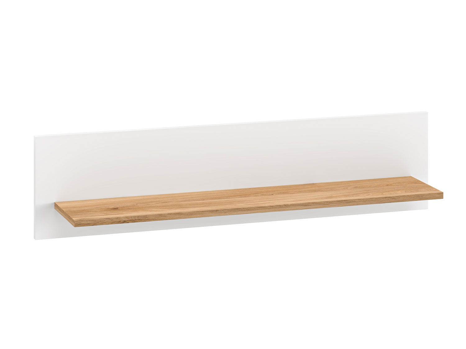 Hanging shelf / wall shelf with one shelf Mackinac 10, color: white / oak, dimensions: 25 x 101 x 21 cm, easy to combine with other furniture