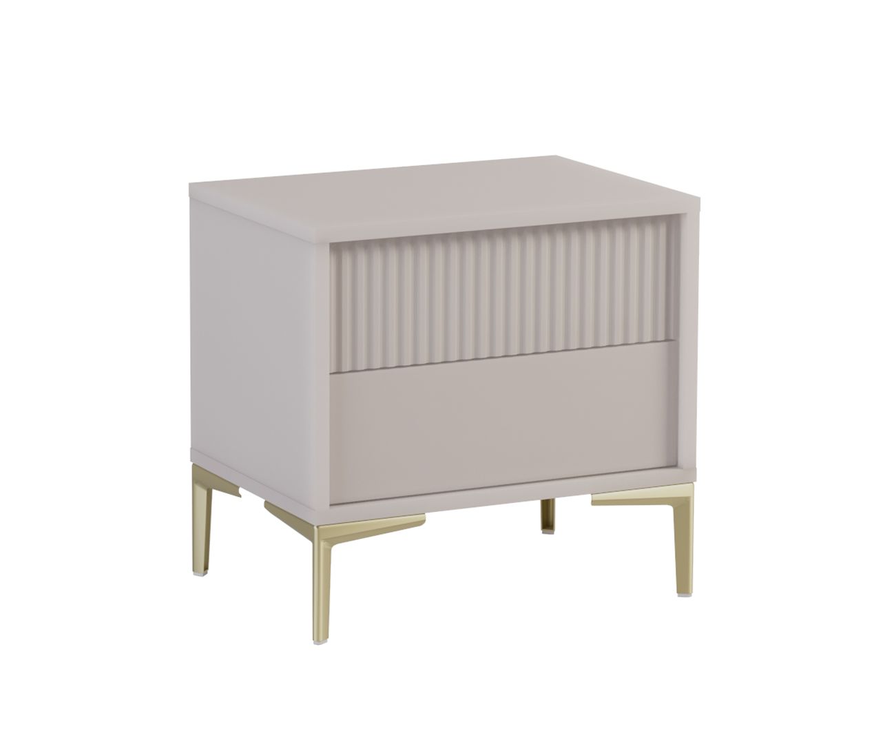 Chabrey 03 bedside cabinet with 2 drawers with push-to-open function, 51.5 x 53.5 x 38 cm, color: beige, metal feet in gold, ABS edge protection 