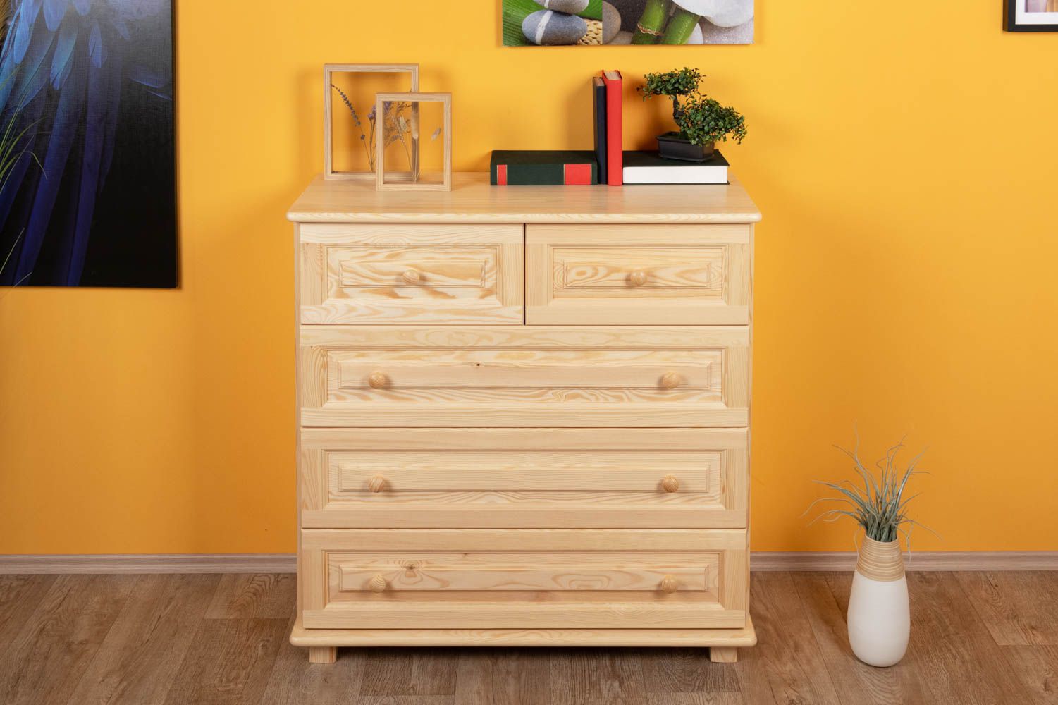 Chest of drawers solid pine solid wood natural 013 - Dimensions 100 x 100 x 42 cm (H x W x D)