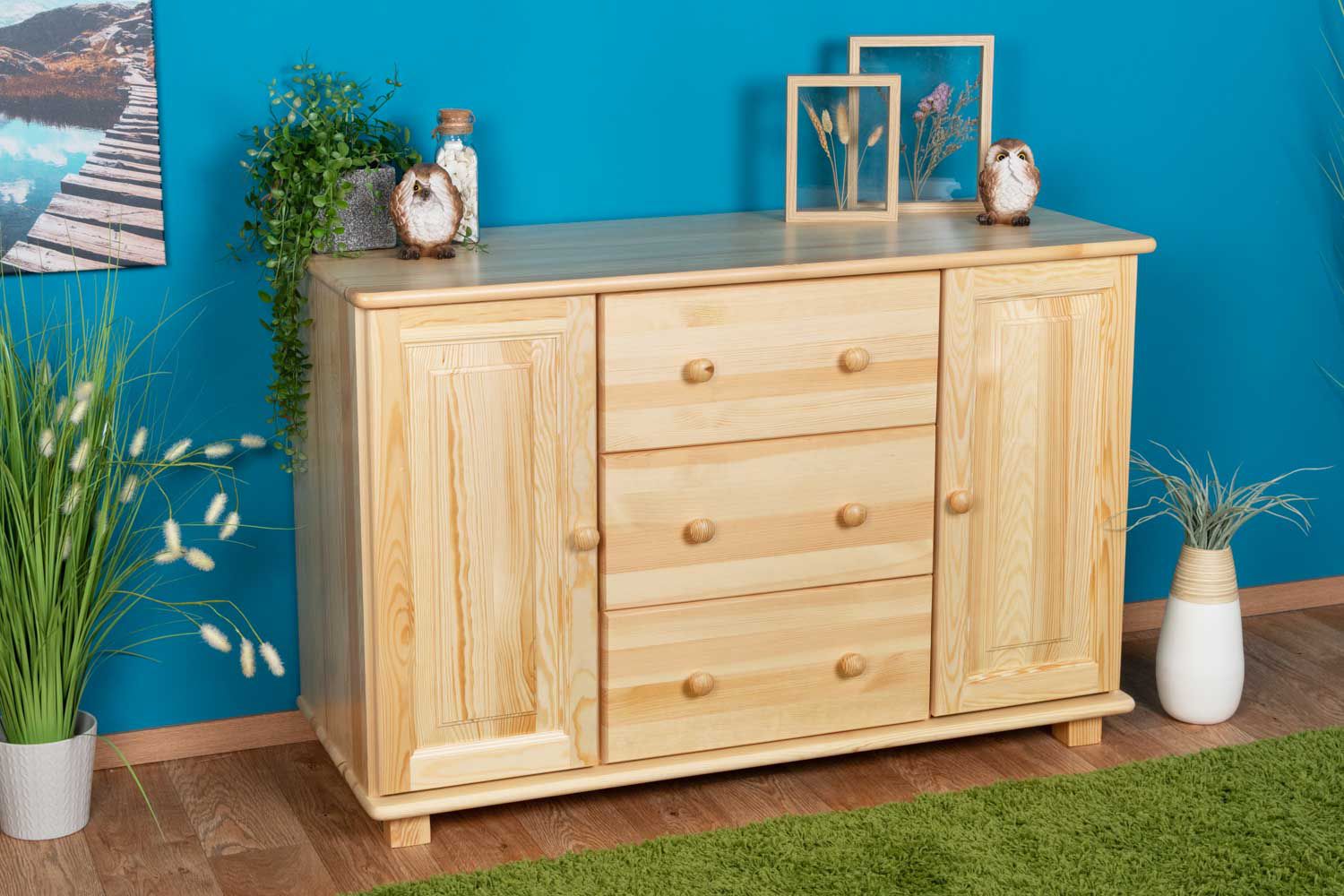 Chest of drawers solid pine solid wood natural 045 - Dimensions 78 x 118 x 47 cm (H x W x D)