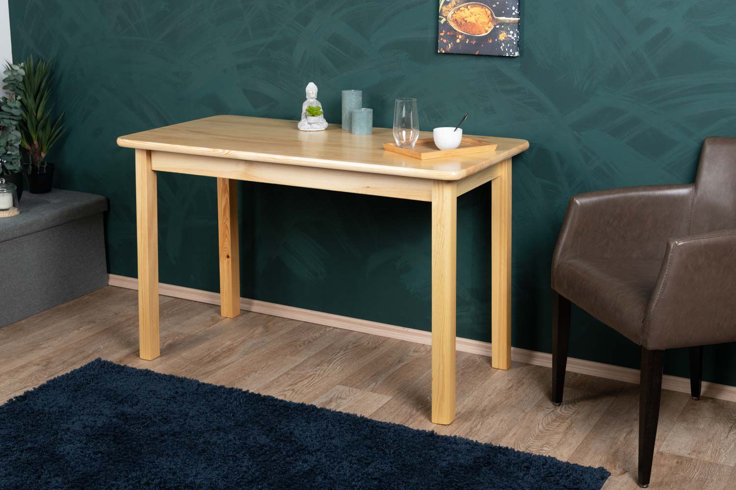Table solid pine solid wood natural 001 (angular) - Dimensions 120 x 60 cm (W x D)