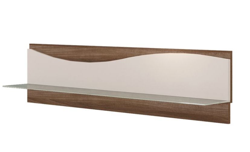 Suspended rack / Wall shelf Patamea 04, Colour: Nut colours / Cream high gloss - Measurements: 34 x 140 x 21 cm (h x w x d)