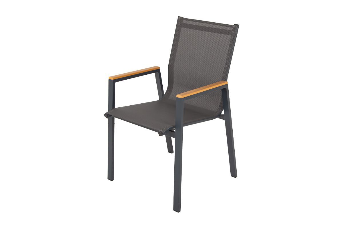 Turin aluminum garden armchair - Color: anthracite, Width: 680 mm, Depth: 560 mm, Height: 920 mm, Seat height: 430 mm