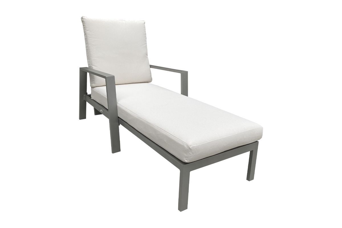 Sun lounger Triest with upholstery & adjustable backrest made of aluminum - Colour: grey aluminum, Length: 1570 mm, Width: 800 mm, Height: 900 mm, Lounger height: 400 mm