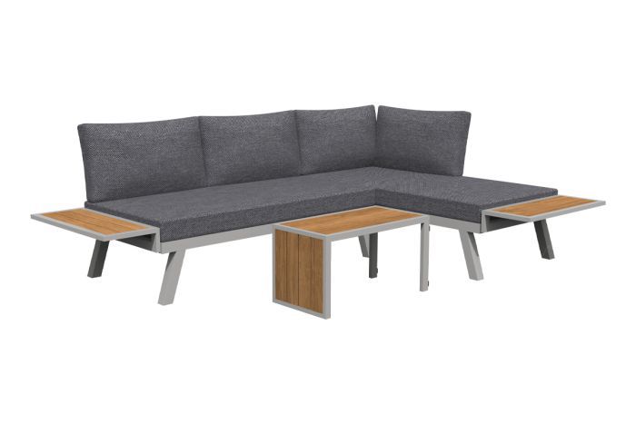 Washington 5-piece aluminum seating group - aluminum color: grey aluminum, fabric color: dark grey