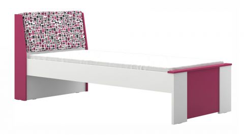 Children's bed / youth bed Lena 01, color: white / pink - lying surface: 90 x 200 cm (W x L)
