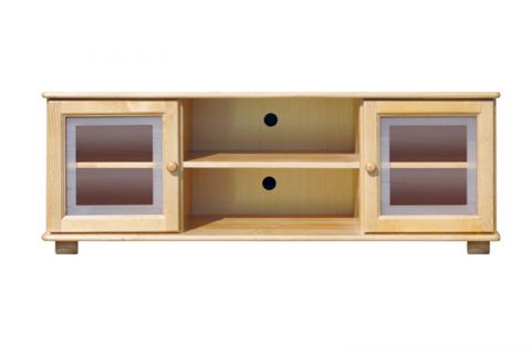 TV cabinet solid pine wood natural 004 - Dimensions 55 x 136 x 47 cm (H x W x D)