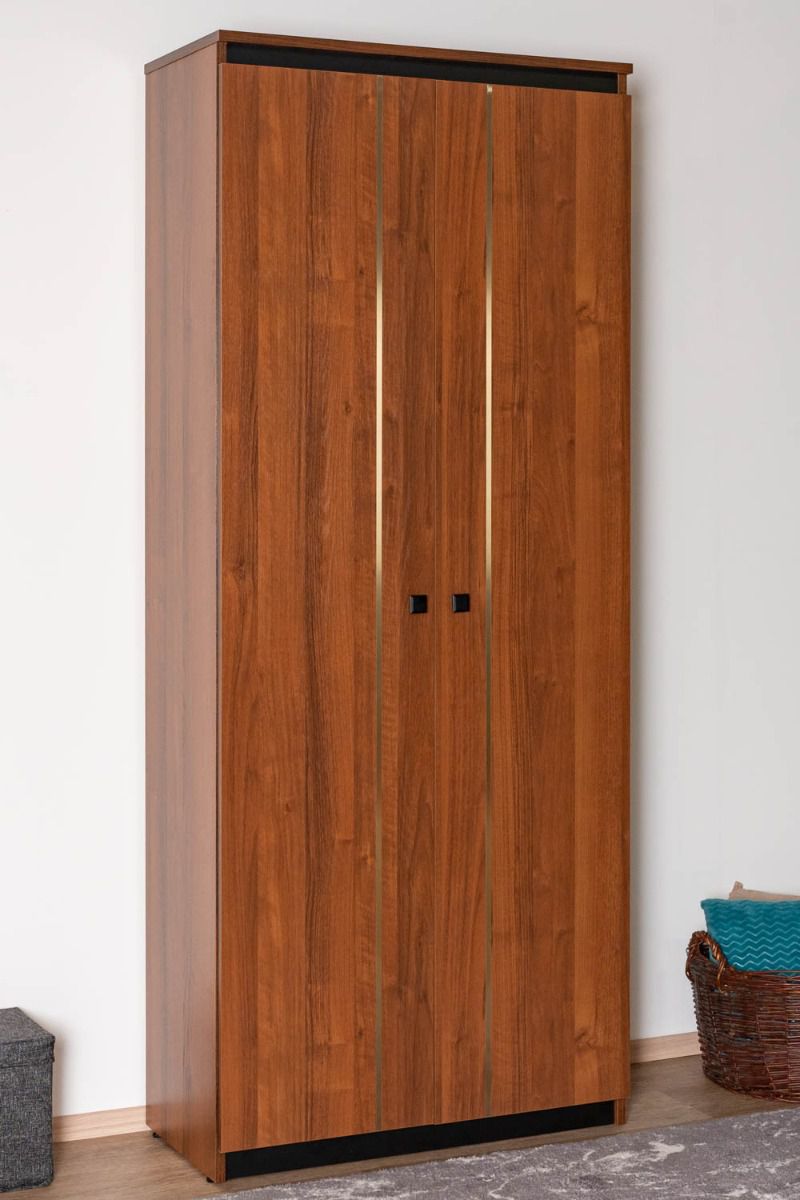 Mojokerto 24 closet, color: walnut / black - Dimensions: 194 x 80 x 39 cm (H x W x D)