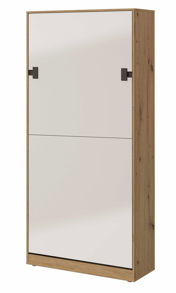 Wardrobe bed / Kid bed Garian 19 vertical, Colour: Oak / White / Grey - Lying area: 90 x 200 cm (w x l)