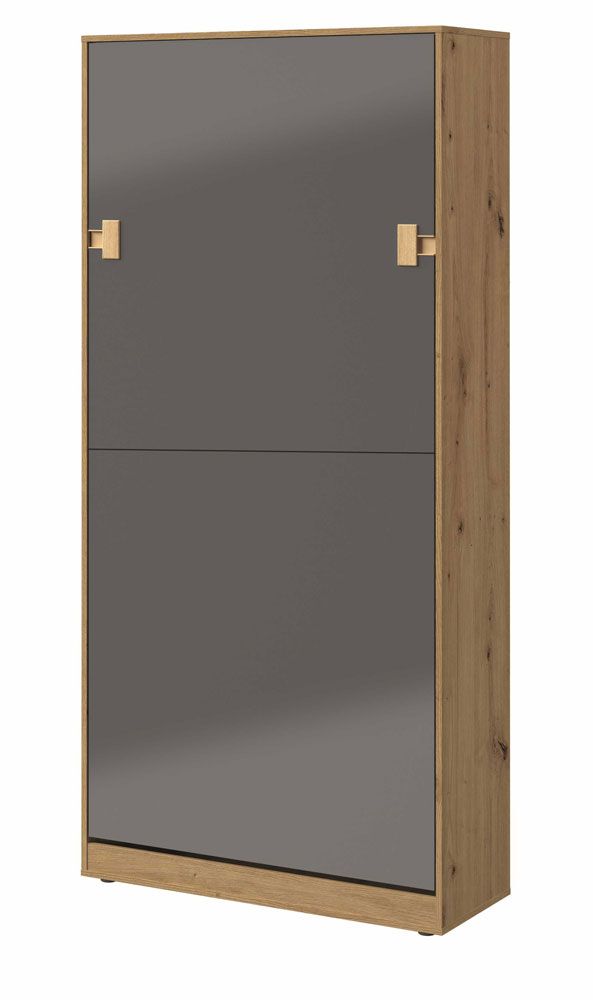 Wardrobe bed / Kid bed Garian 19 vertical, Colour: Oak / Grey - Lying area: 90 x 200 cm (w x l)