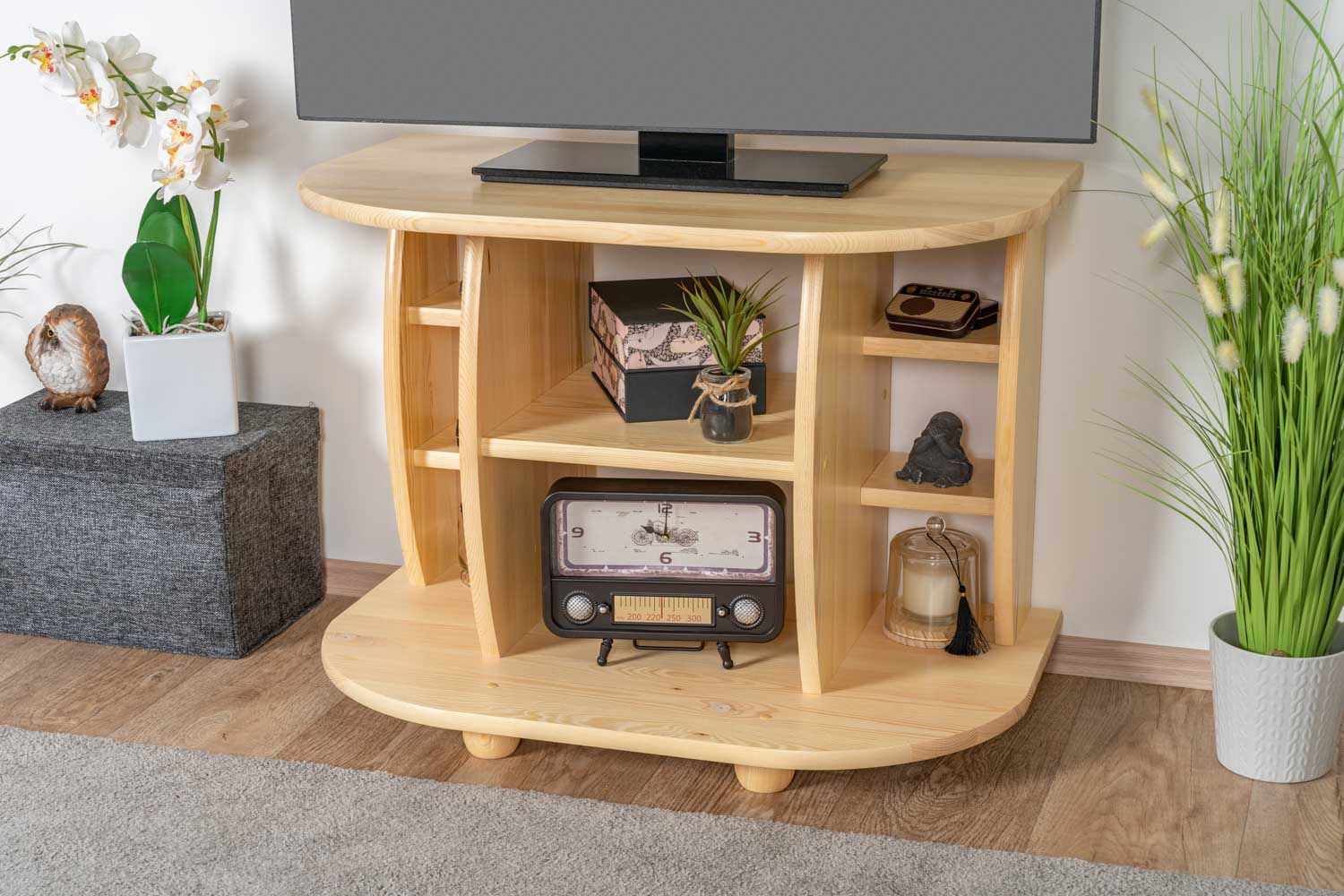 TV cabinet solid pine solid wood natural Junco 205 - Dimensions 59 x 80 x 48 cm