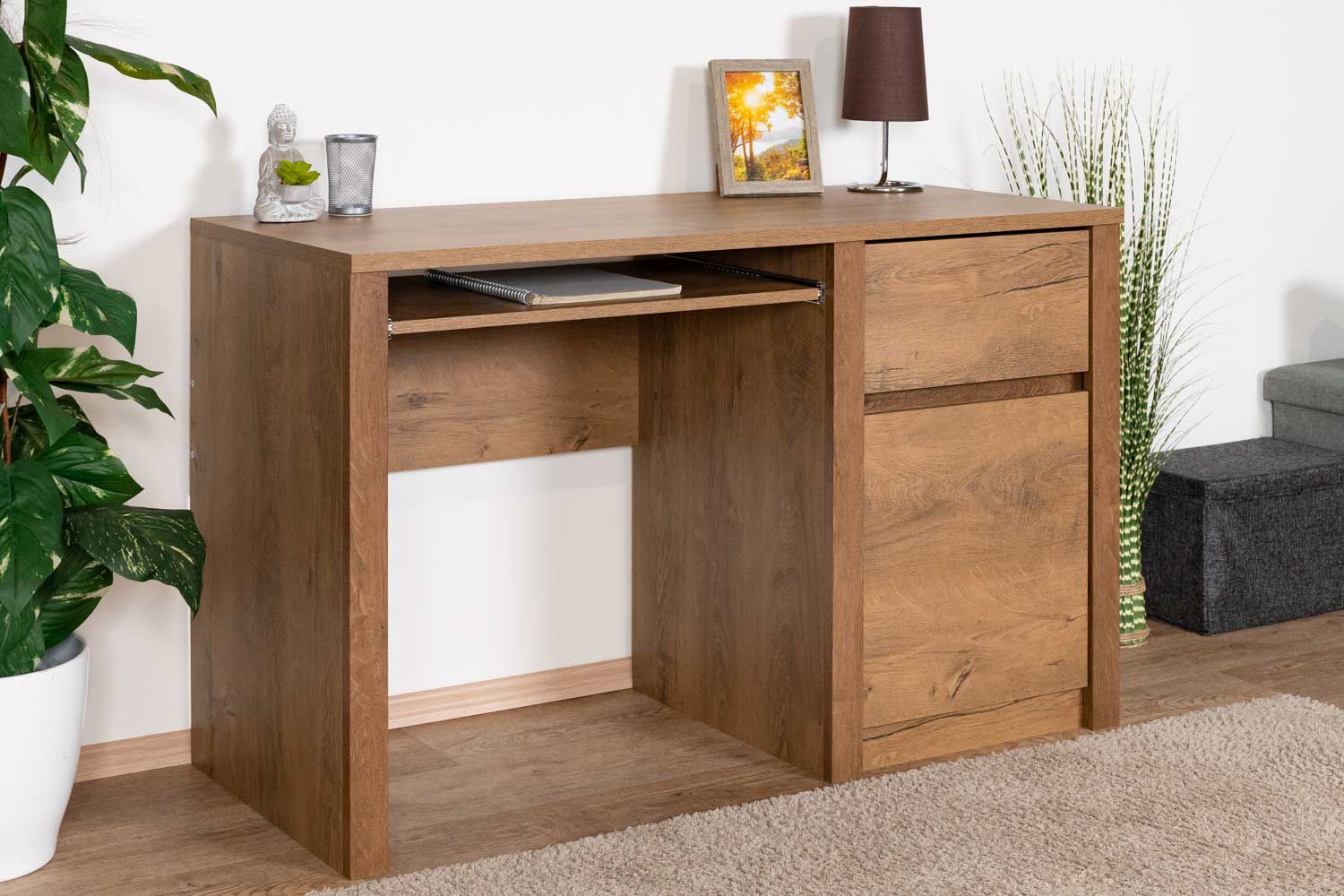 Selun 11 desk, color: dark brown oak - 75 x 120 x 53 cm (H x W x D)