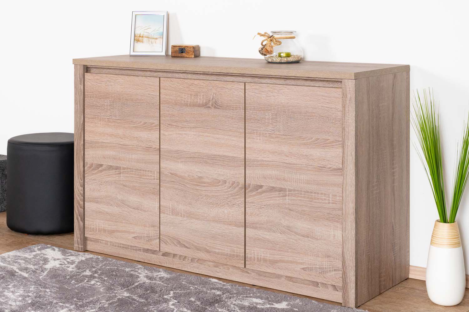 Dresser Selun 03, Colour: Oak truffle - 80 x 130 x 43 cm (h x w x d)