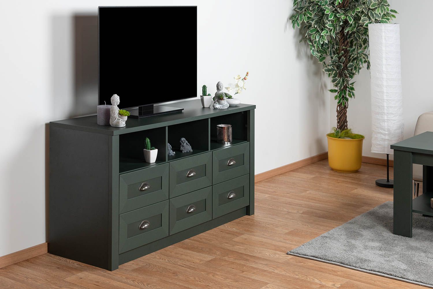 Dresser Segnas 03, Colour: Green - 68 x 130 x 43 cm (h x w x d)