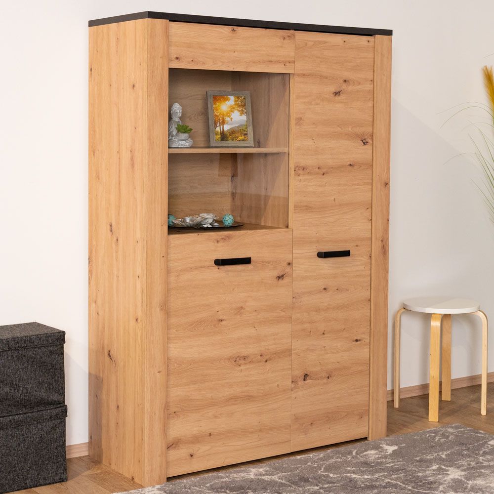 Display cabinet Talimatau 06, Colour: Oak / Grey - 156 x 106 x 43 cm (H x W x D)