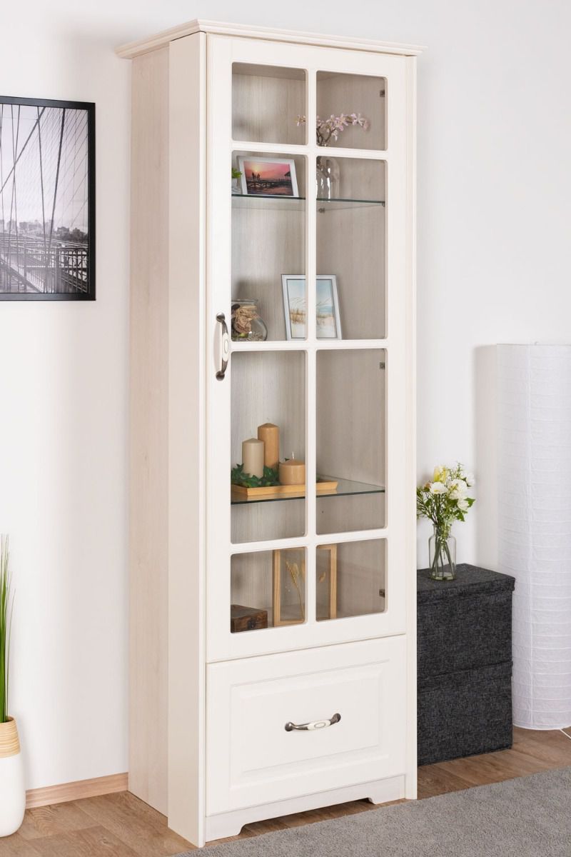 Display cabinet Falefa 05, color: ivory - 201 x 69 x 49 cm (H x W x D)