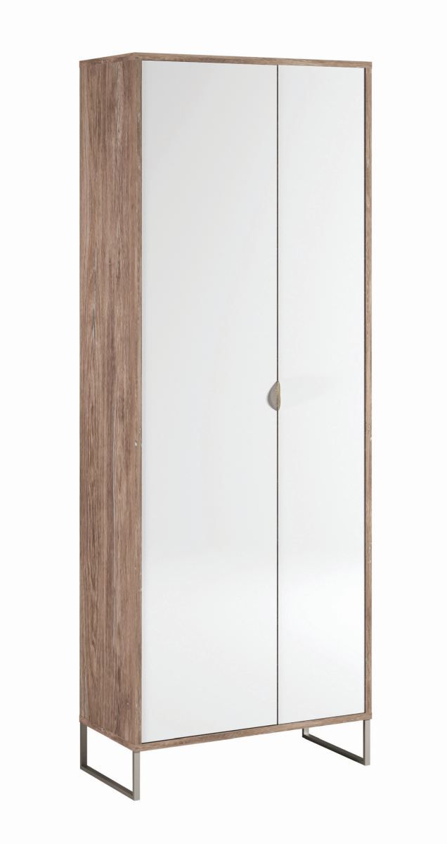 Closet with plenty of storage space Albondon 14, color: oak / white gloss - Dimensions: 188 x 71 x 35 cm (H x W x D)