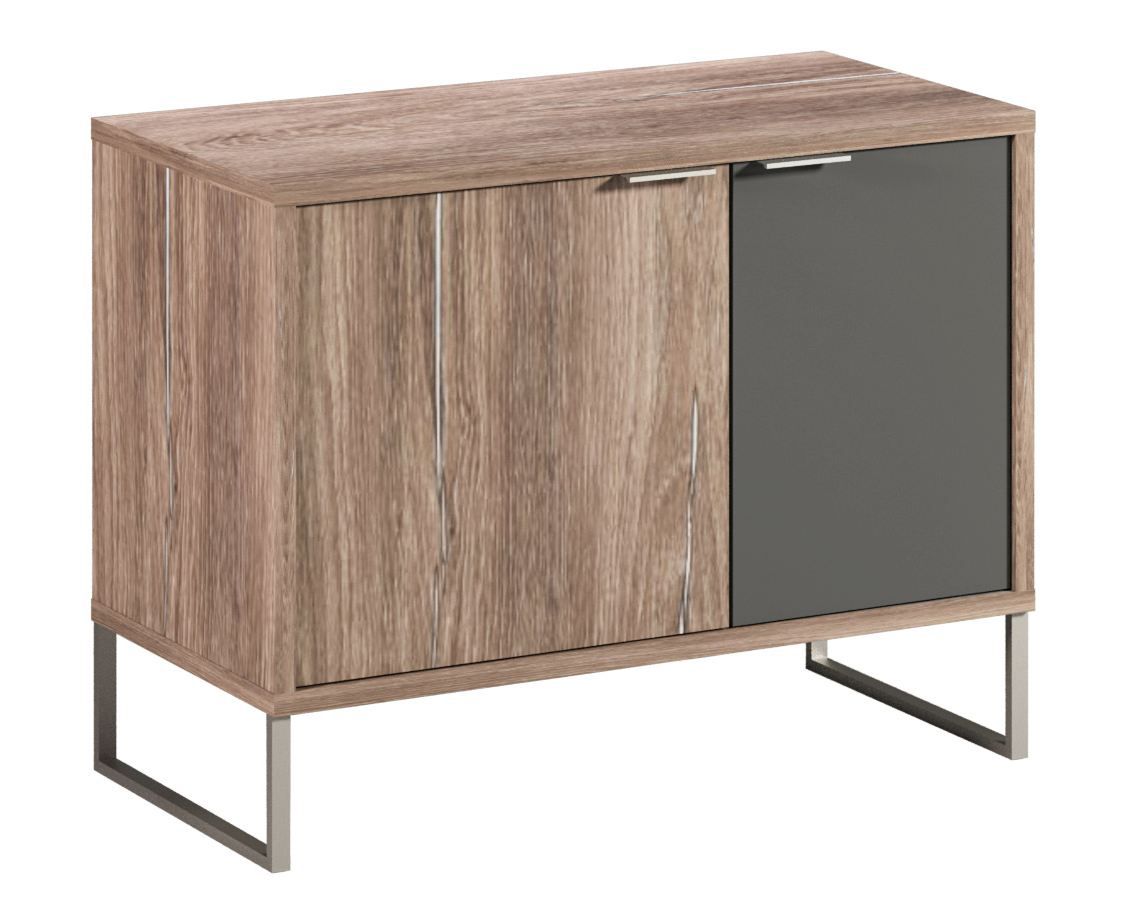 Shoe cabinet / bench with storage space Albondon 12, color: oak / anthracite - dimensions: 52 x 71 x 35 cm (H x W x D)