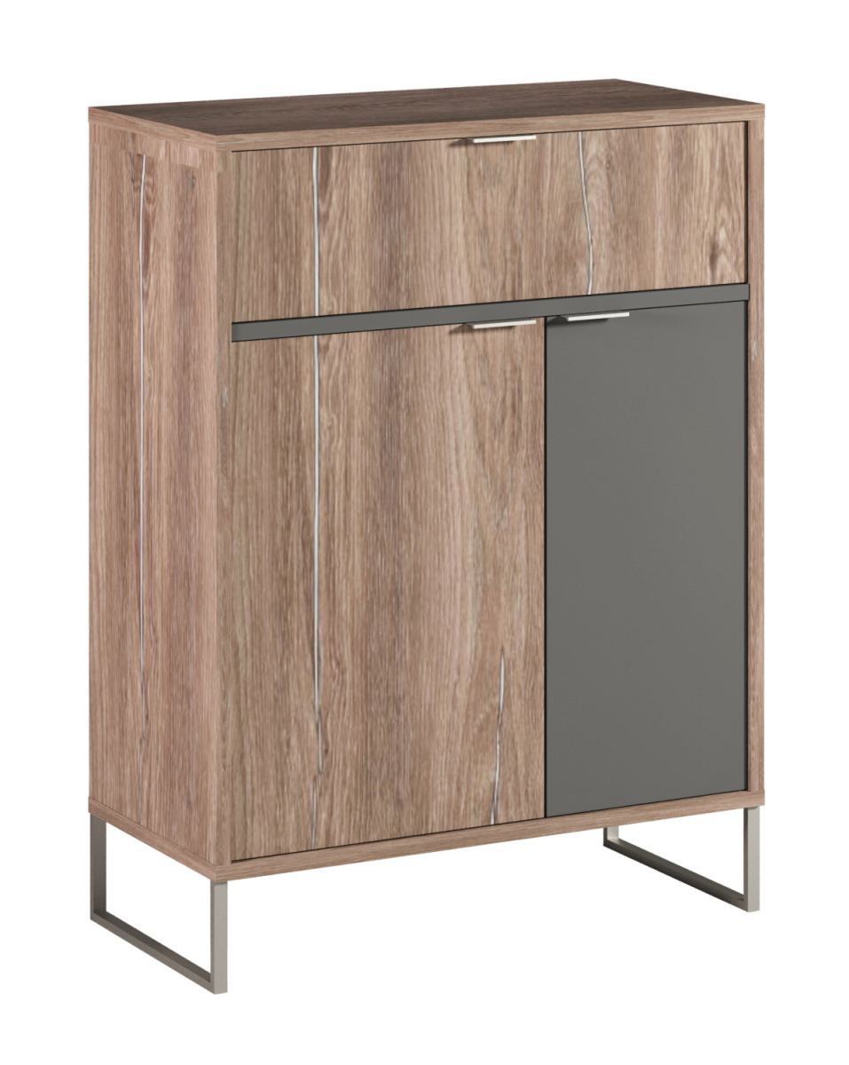 Shoe cabinet Albondon 10, color: oak / anthracite - Dimensions: 92 x 71 x 35 cm (H x W x D)