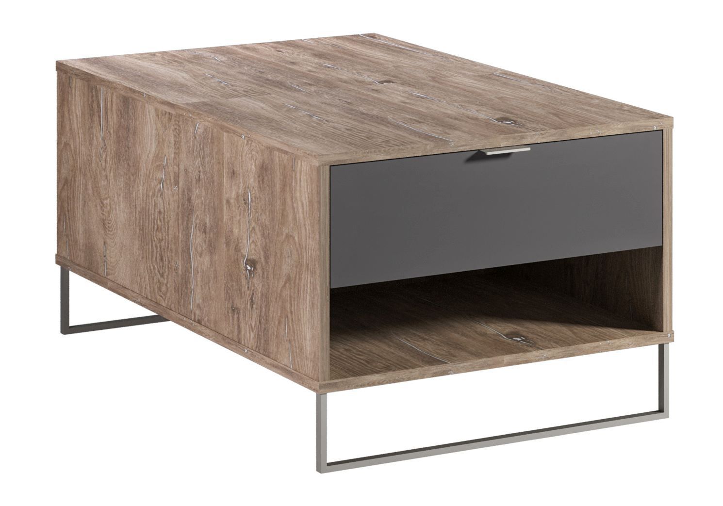 Coffee table Albondon 04, color: oak / anthracite - Dimensions: 100 x 68 x 46 cm (W x D x H)