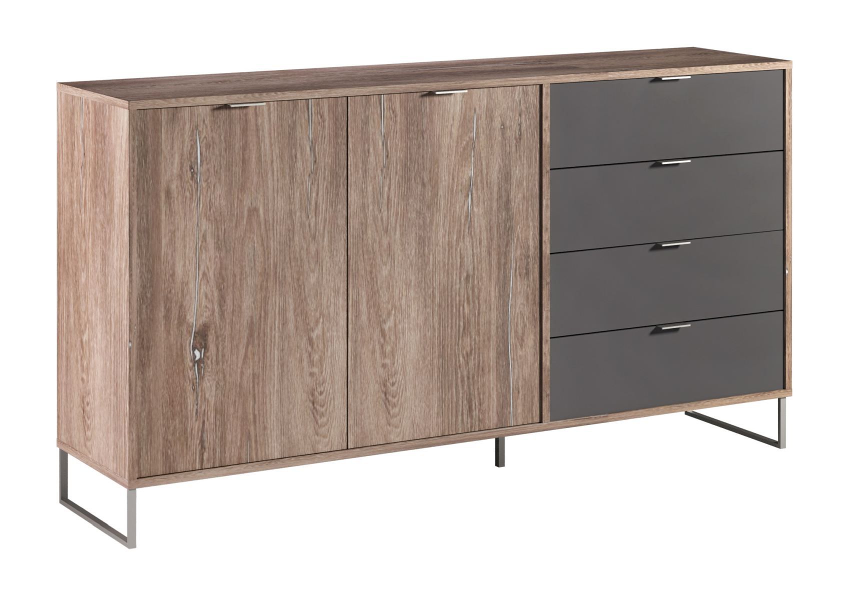 Albondon 05 chest of drawers, color: oak / anthracite - Dimensions: 93 x 173 x 40 cm (H x W x D)