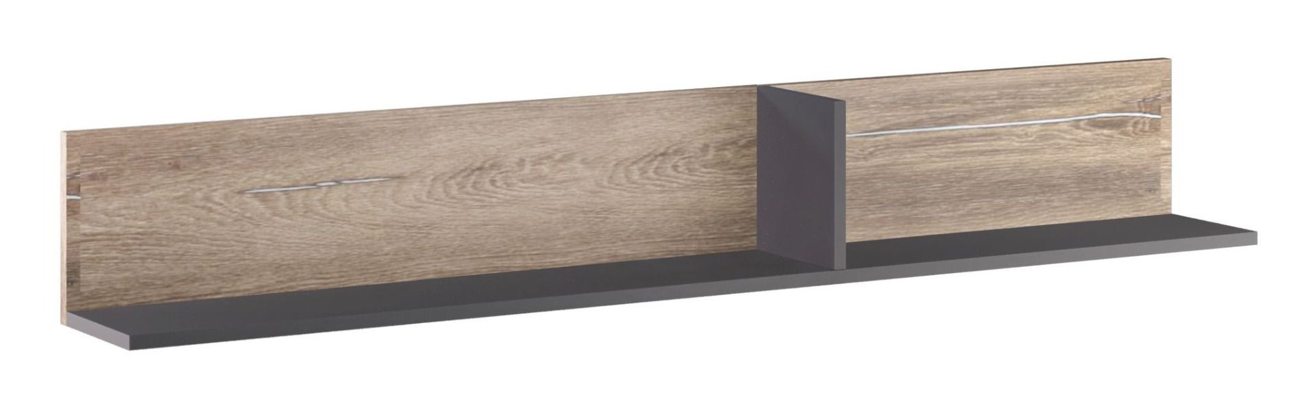 Hanging shelf / wall shelf Albondon 06, color: oak / anthracite - Dimensions: 24 x 173 x 21 cm (H x W x D)