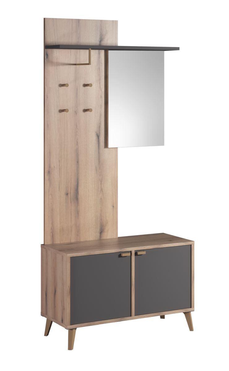 Wardrobe Sisamon 07, Color: Oak Artisan / Grey - Dimensions: 188 x 86 x 35 cm (H x W x D)