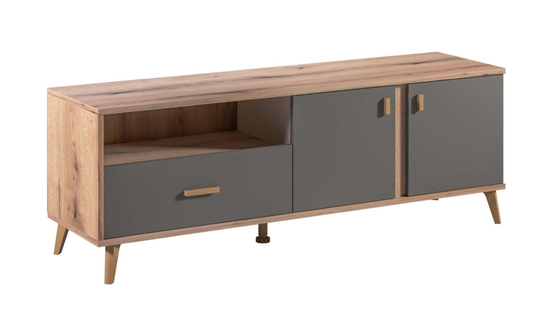 TV cabinet Sisamon 04, color: Artisan oak / grey - Dimensions: 52 x 154 x 40 cm (H x W x D)